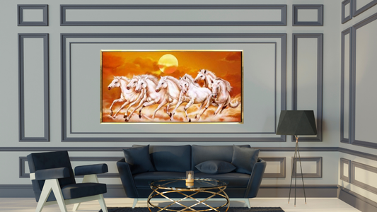 7 Horses Vastu Canvas Painting