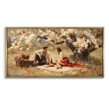 Vintage Couple Picnic Canvas Wall Painting