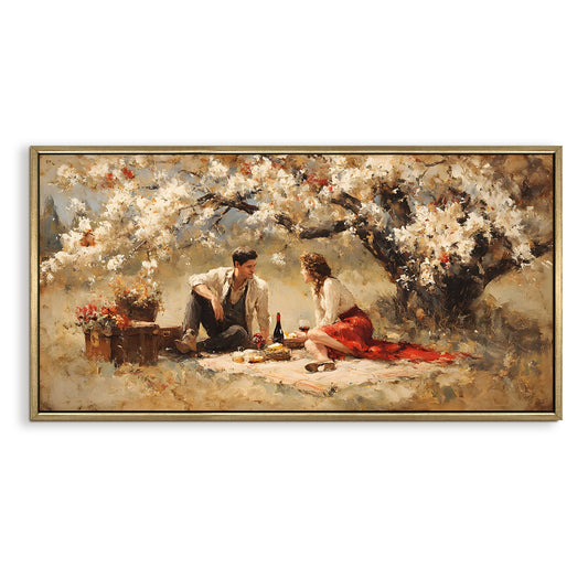 Vintage Couple Picnic Canvas Wall Painting