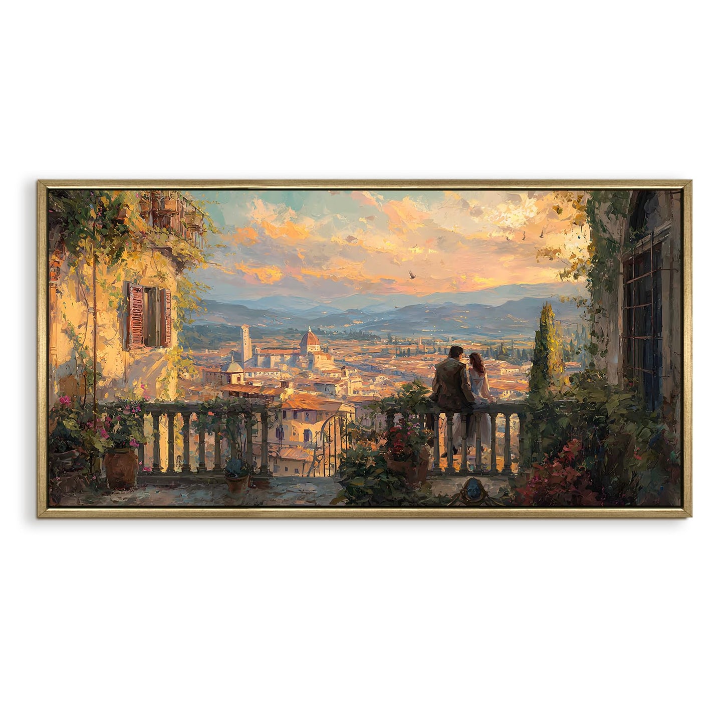 Vintage Florence Balcony Canvas Wall Painting For Living Room