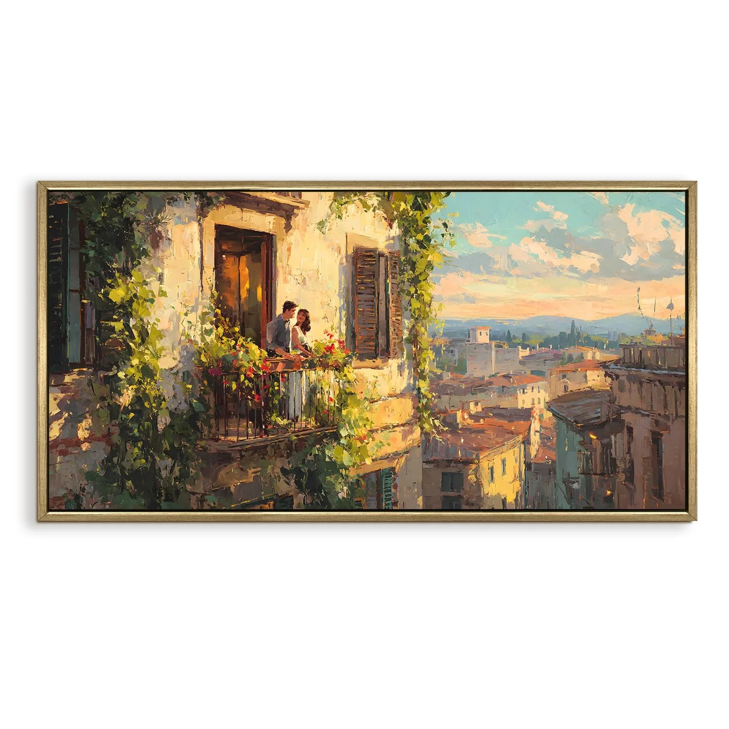 Vintage Balcony Canvas Wall Painting For Hotel 