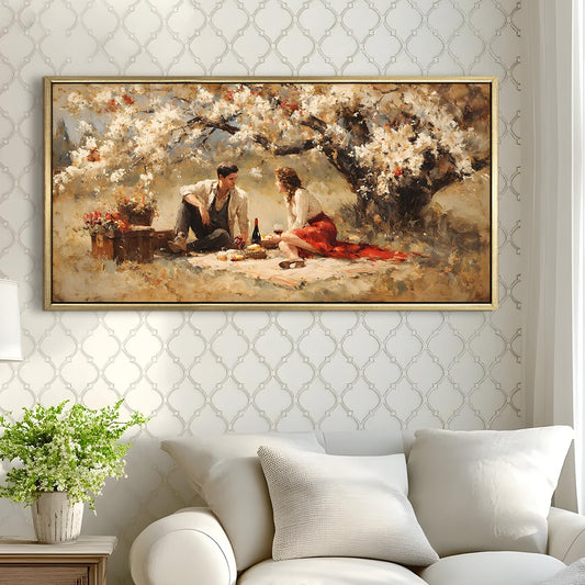 Vintage Couple Picnic Canvas Wall Painting