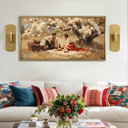 Vintage Couple Picnic Canvas Wall Painting