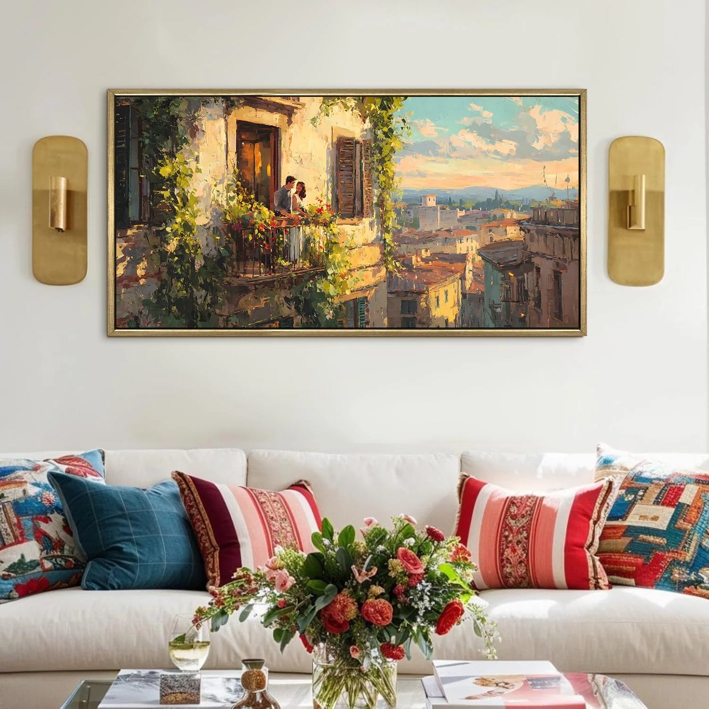 Vintage Balcony Canvas Wall Painting For Hotel 