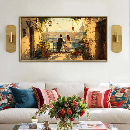 Vintage Florence Balcony Canvas Wall Painting For Hotel Wall Art