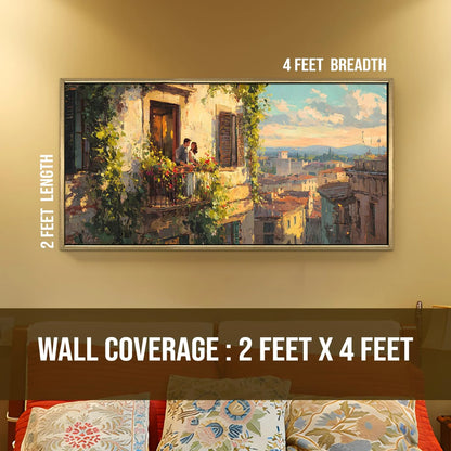 Vintage Balcony Canvas Wall Painting For Hotel 