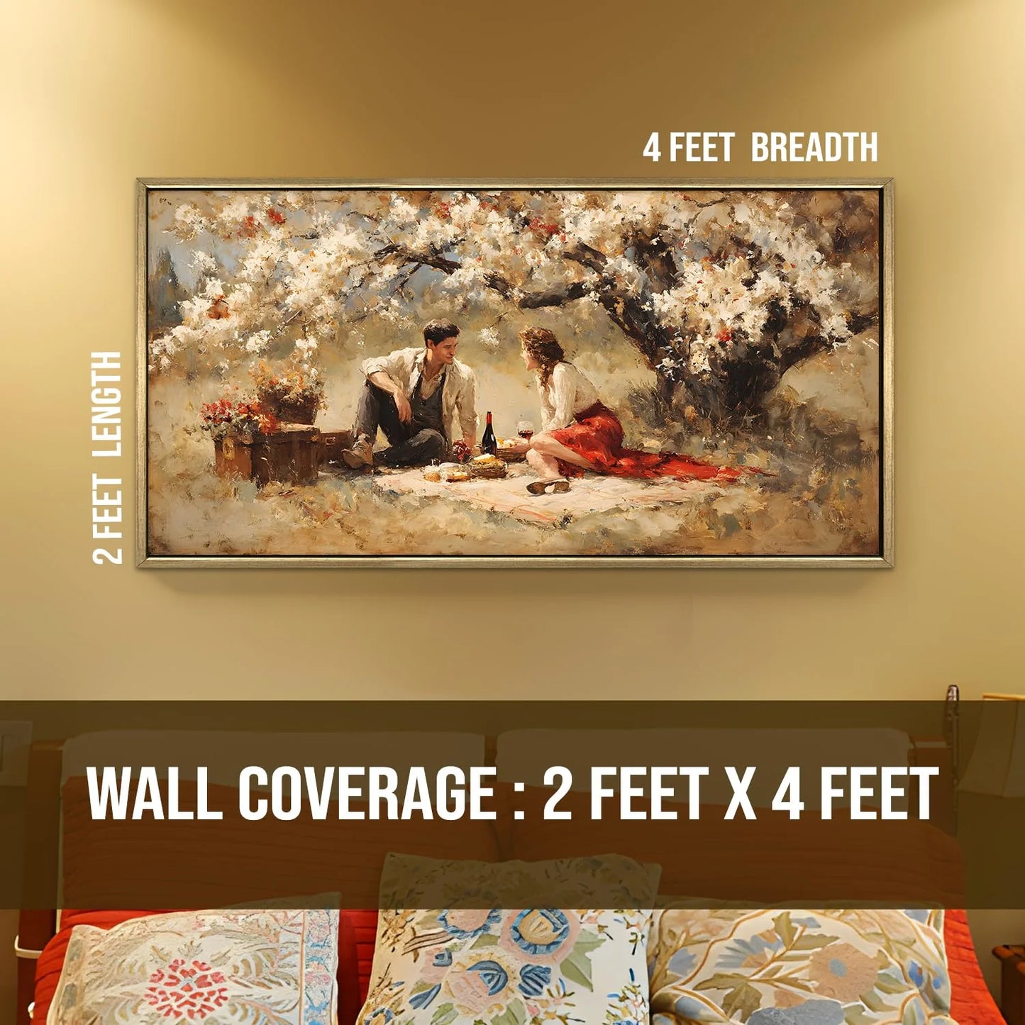 Vintage Couple Picnic Canvas Wall Painting