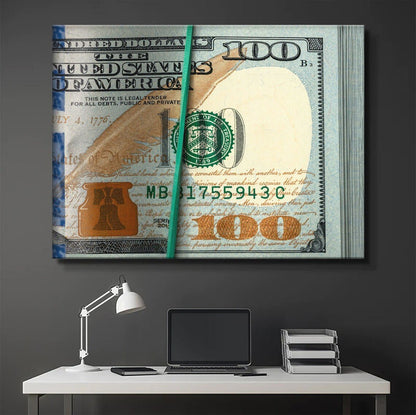 100 Dollar Bill Canvas Wall Art Painting