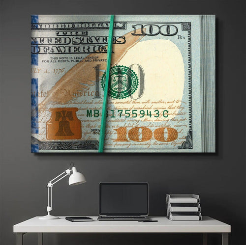 100 Dollar Bill Canvas Wall Art Painting