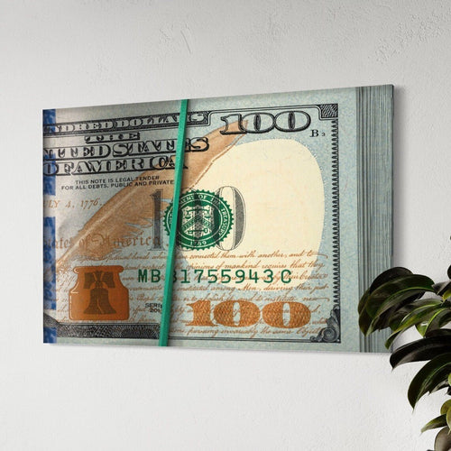 100 Dollar Bill Canvas Wall Art Painting
