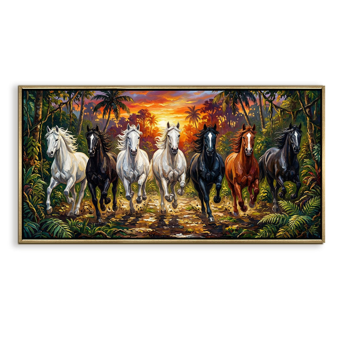 Seven Running Horses Wall Painting