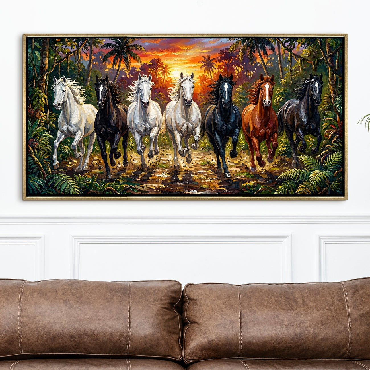 Seven Running Horses Wall Painting