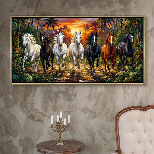 Seven Running Horses Wall Painting