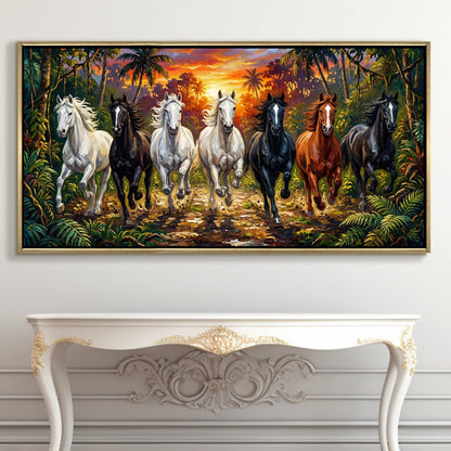 Seven Running Horses Wall Painting