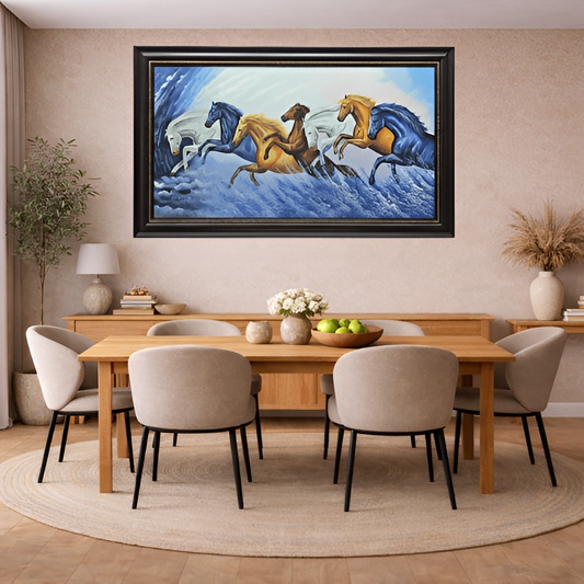 Galloping Horses on Water Hand Painting Wall Art