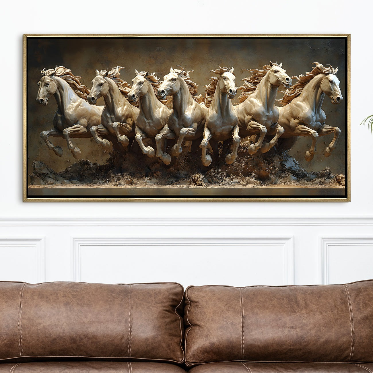 Seven Running Horses Wall Painting for Vastu & Prosperity