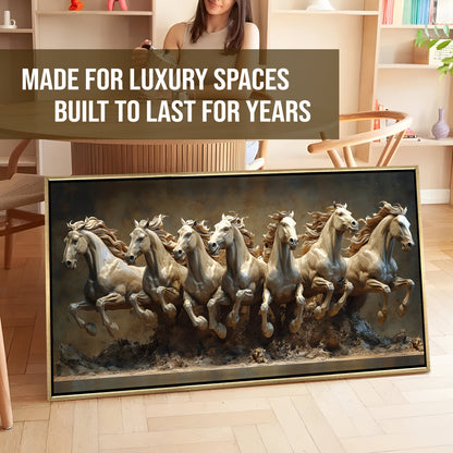 Seven Running Horses Wall Painting for Vastu & Prosperity