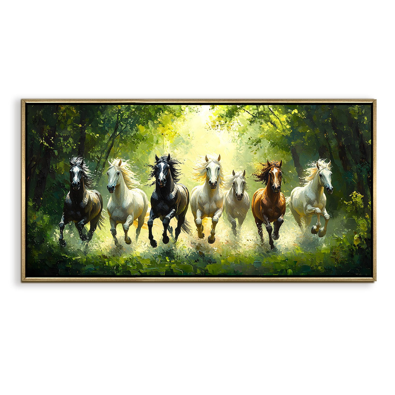 Seven Running Horses Wall Painting for Wealth & Success
