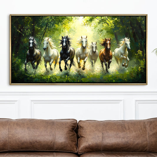 Seven Running Horses Wall Painting for Wealth & Success