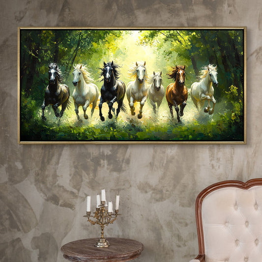 Seven Running Horses Wall Painting for Wealth & Success