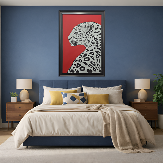 White Leopard Profile Hand Painting Wall Art Decor
