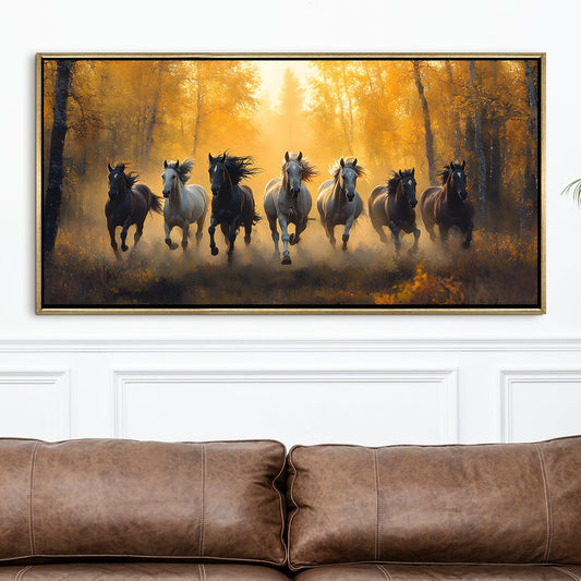 Seven Running Horses Wall Painting for Prosperity & Power