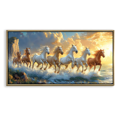 Seven Running Horses Wall Painting for Wealth & Vastu Decor