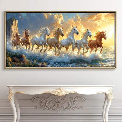 Seven Running Horses Wall Painting for Wealth & Vastu Decor