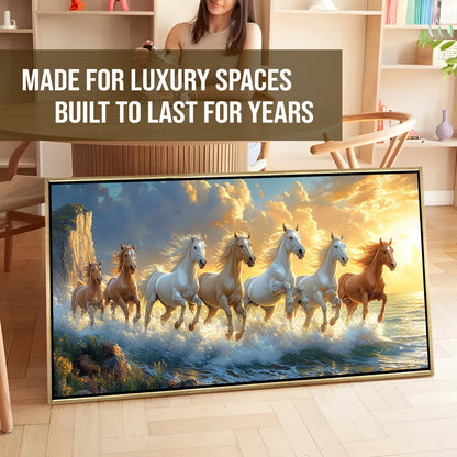 Seven Running Horses Wall Painting for Wealth & Vastu Decor