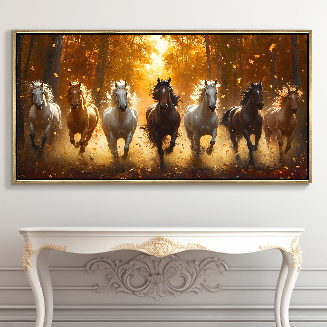 Seven Running Horses Wall Painting