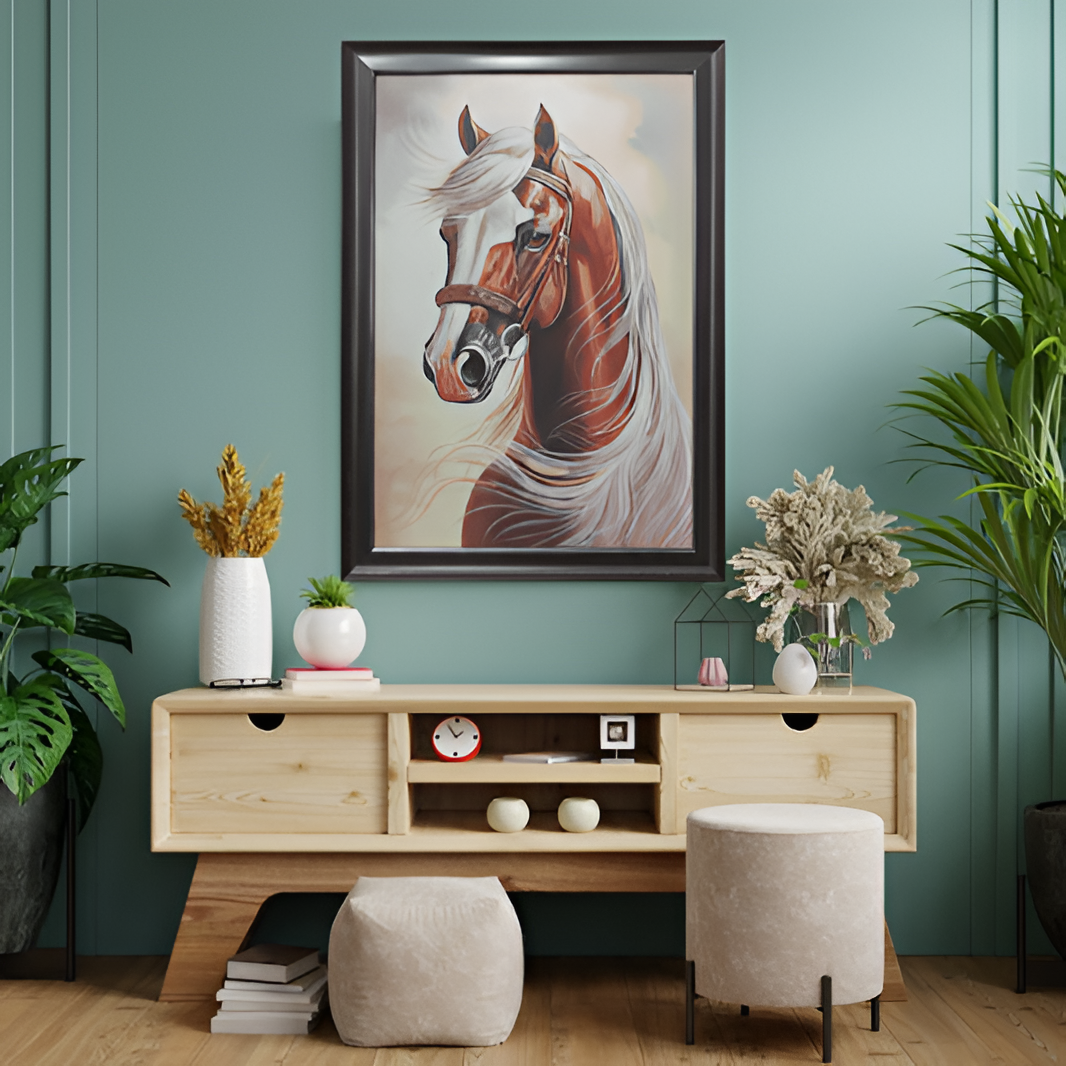 Regal Horse Portrait Hand Painting Artwork Decor