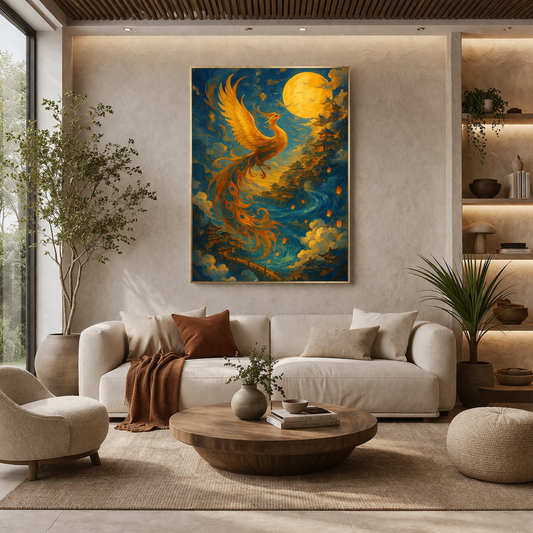 Fiery Phoenix Canvas Wall Painting For Hotel And Office Room Decor