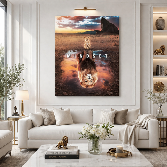 Mindset Motivational Lion Canvas Wall Art – Growth Mindset Decor
