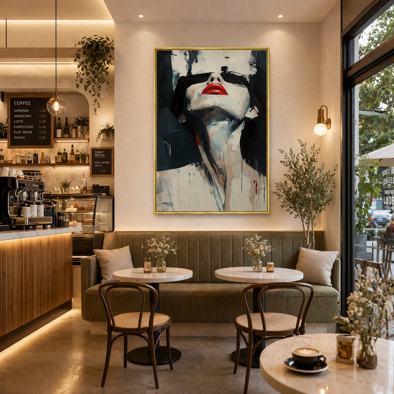 Contemporary Female Abstract Canvas Art – Modern Woman Face Painting