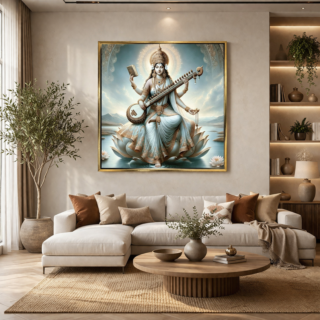 Goddess Saraswati Divine Canvas Wall Art for Spiritual Decor