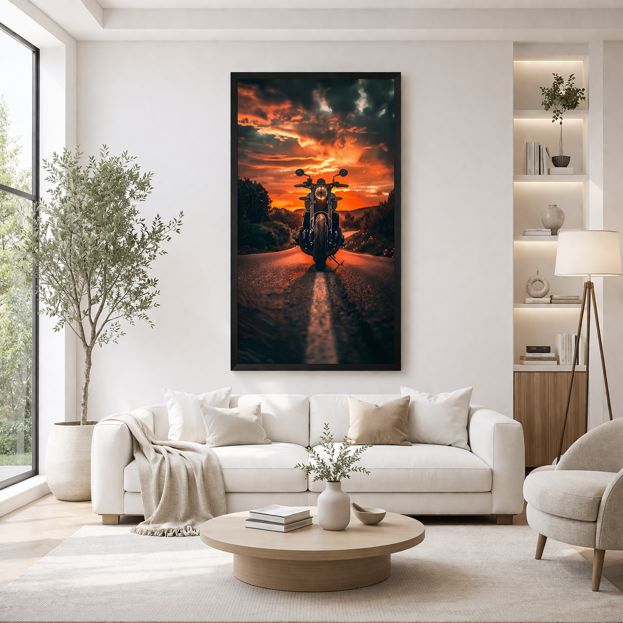 Harley Davidson Sunset Wall Art Canvas for Home Decor