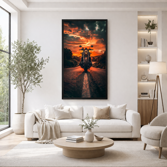Harley Davidson Sunset Wall Art Canvas for Home Decor