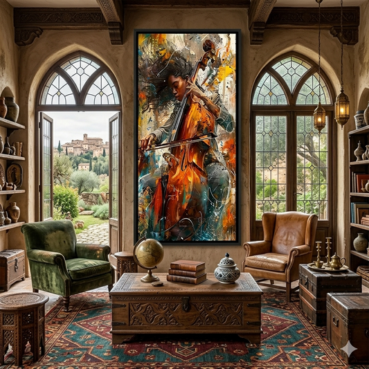 Soulful Cello Musician Canvas Wall Painting for Living Room or Bedroom