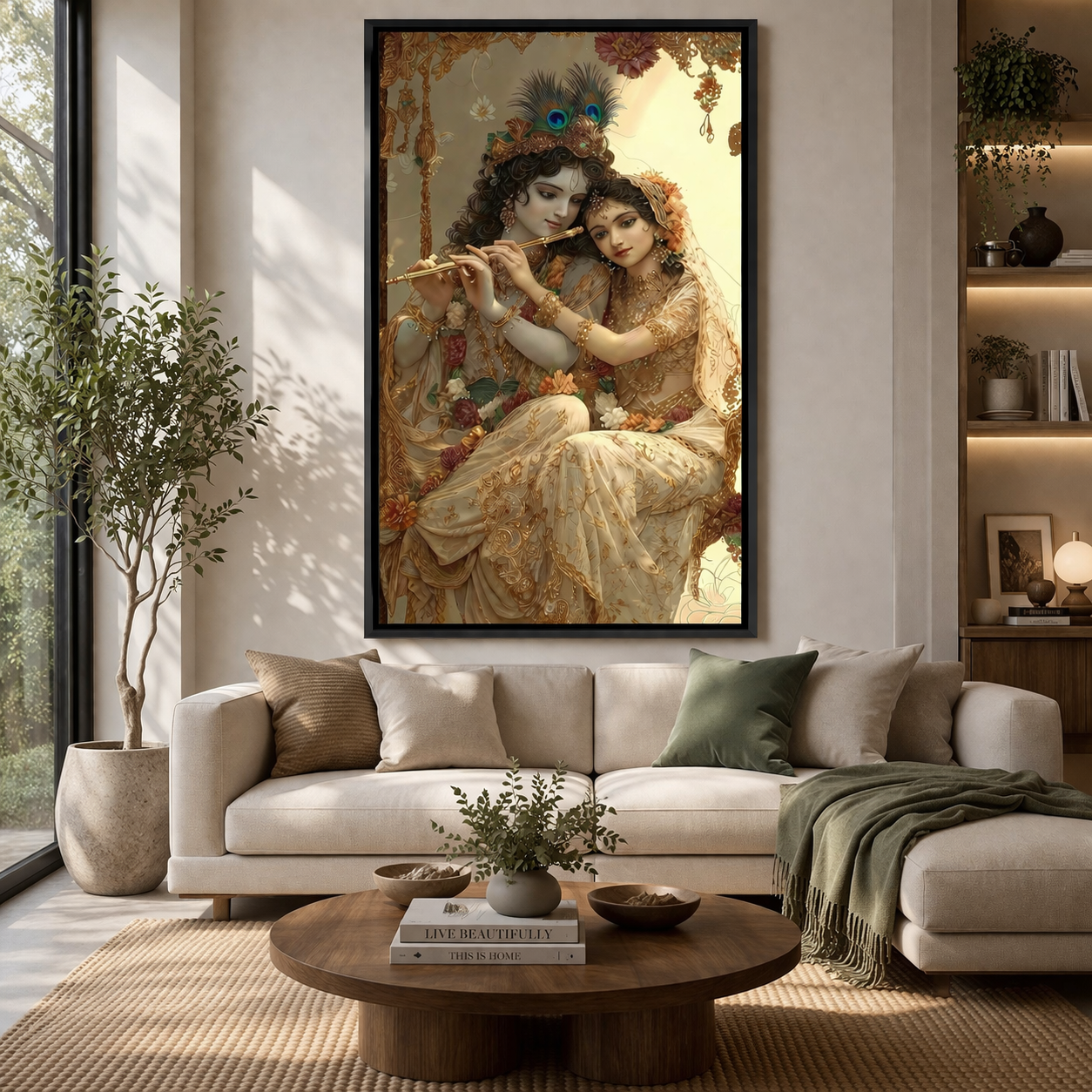 Radha Krishna Divine Love Canvas Art for Elegant Home Decor