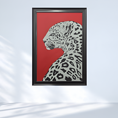 White Leopard Profile Hand Painting Wall Art Decor