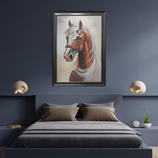 Regal Horse Portrait Hand Painting Artwork Decor