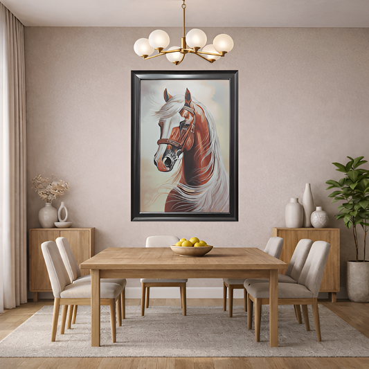 Regal Horse Portrait Hand Painting Artwork Decor