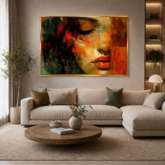 Half Face Girl Canvas Wall Art