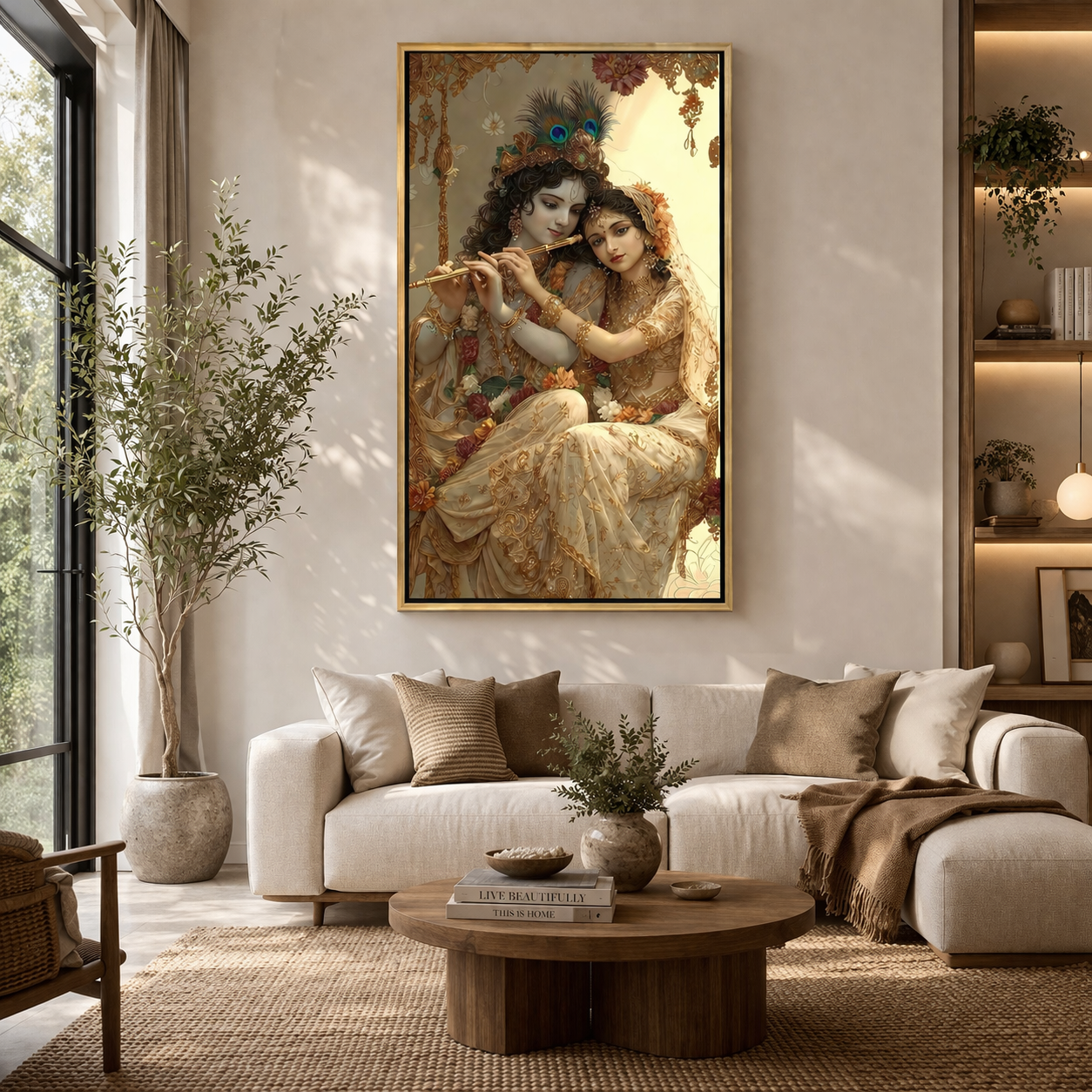 Radha Krishna Divine Love Canvas Art for Elegant Home Decor