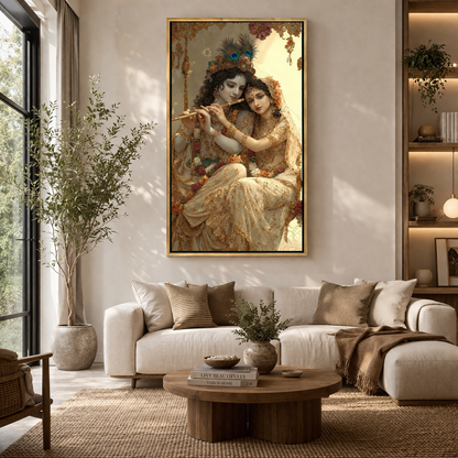 Radha Krishna Divine Love Canvas Art for Elegant Home Decor