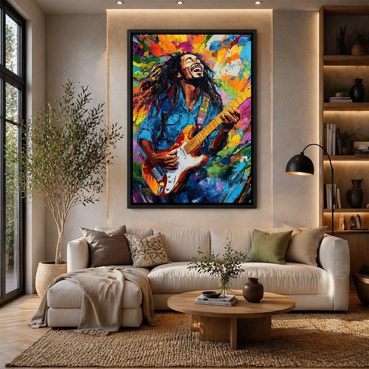 Bob Marley Playing Guitar Canvas Wall Art for Bedroom and Living Room