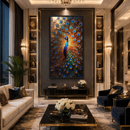 Peacock Vastu Canvas Wall Art – Traditional Elegance for Interiors