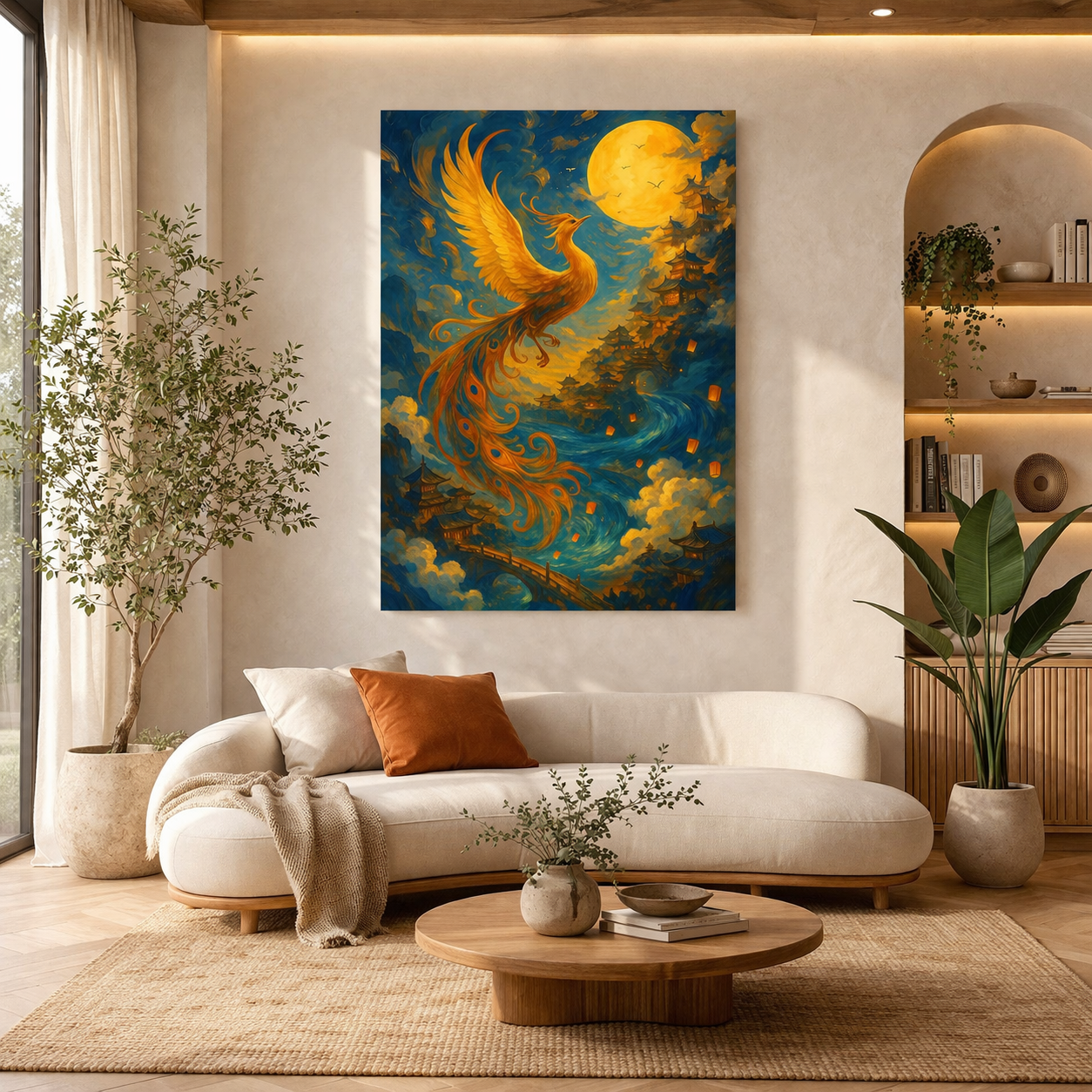 Fiery Phoenix Canvas Wall Painting For Hotel And Office Room Decor