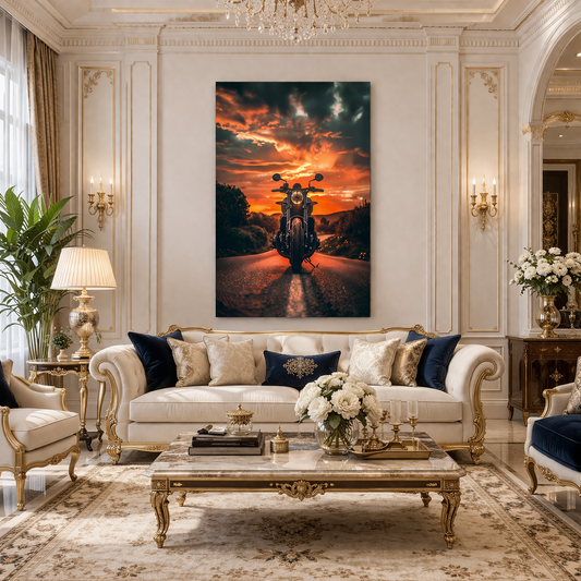 Harley Davidson Sunset Wall Art Canvas for Home Decor