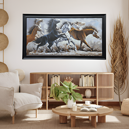 7 Running Horses Oil Painting for Wealth & Success